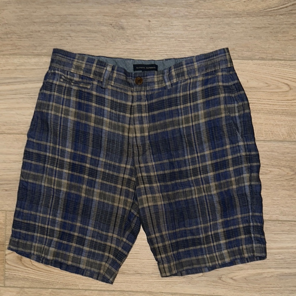 Banana republic plaid Linen shorts, 31